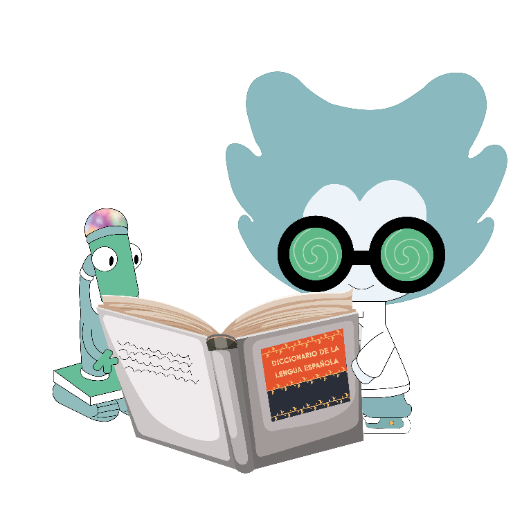 El Maese y Mikrón, los personajes originales de Lococolectivo, explorando un libro